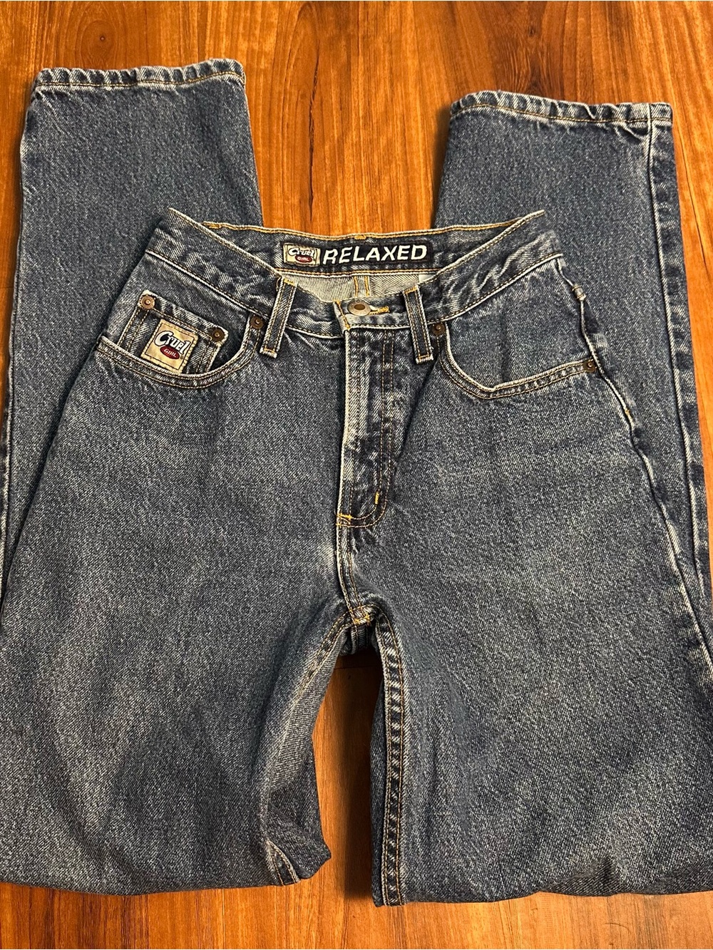 Cruel Girl 90’s High-Rise Relaxed Jeans in Blue Denim